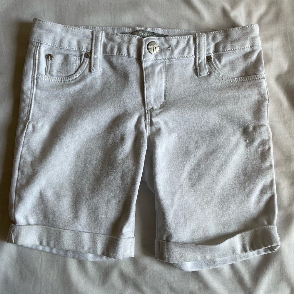 Youth tractr white denim shorts